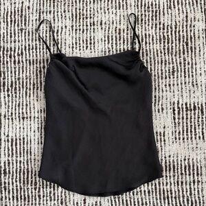 Aritzia Wilfred Black Satin Cowl Neck Camisole Top - Women's XXS